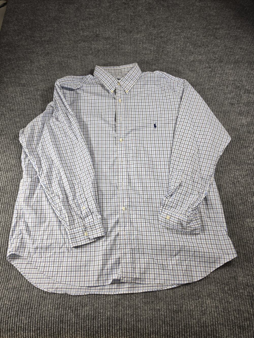 Ralph Lauren Blue Label White/Brown Plaid Classic Button Down Size 2XB
